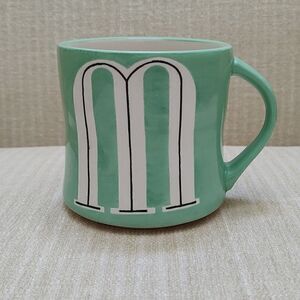Anthropologie Colorway Mia Hand Painted Monogram Initial "M" Mug Drinking Cup